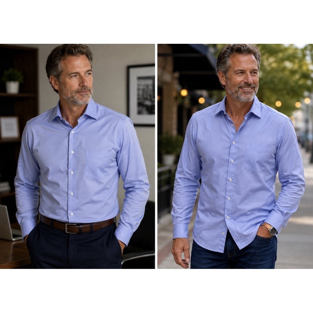 Club Room Mens Light Blue Regular‎ Fit Performance Dress Shirt Size 15 32 33